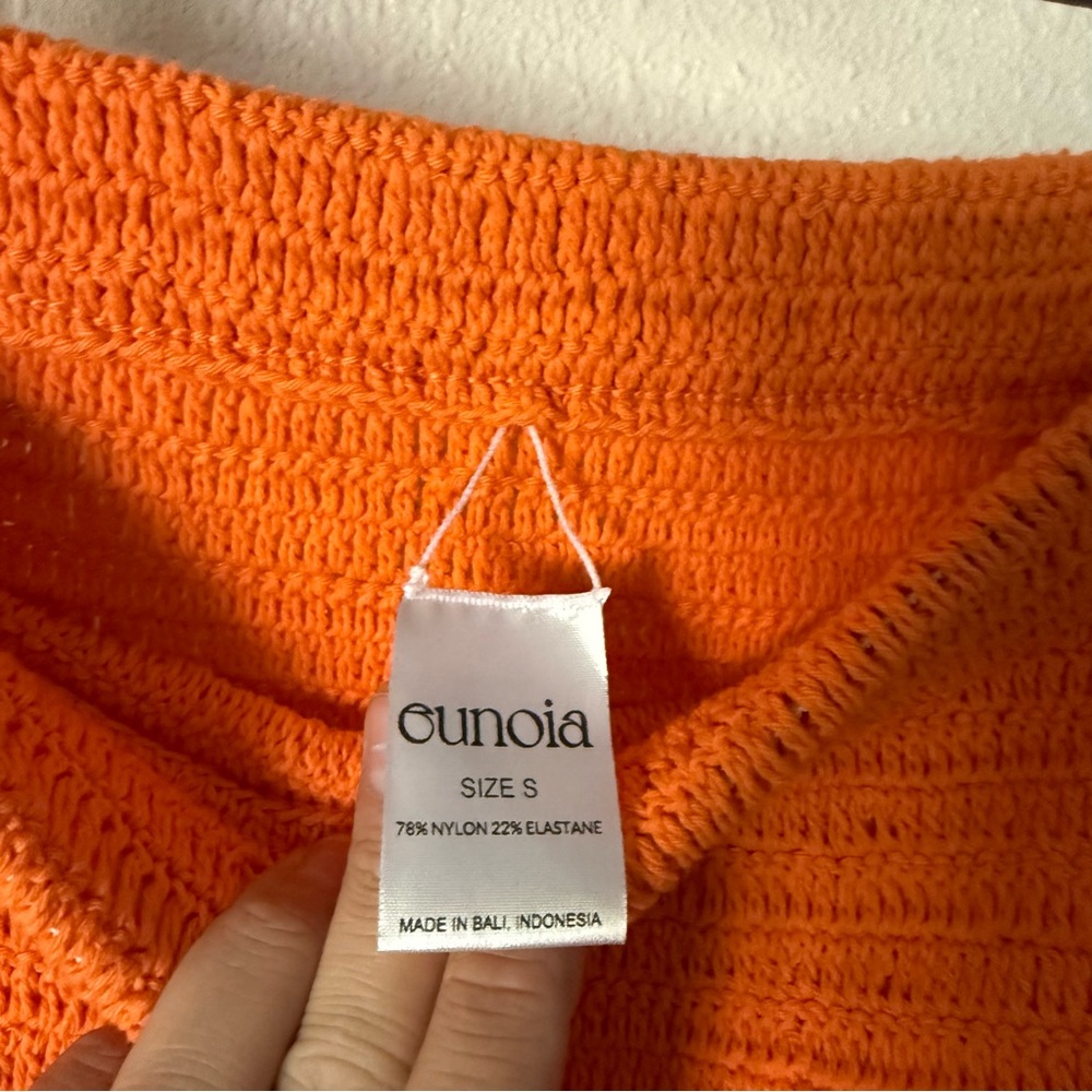 EUNOIA orange crochet‎ open chunky knit bodycon midi maxi skirt - Picture 3 of 3